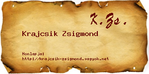 Krajcsik Zsigmond névjegykártya
